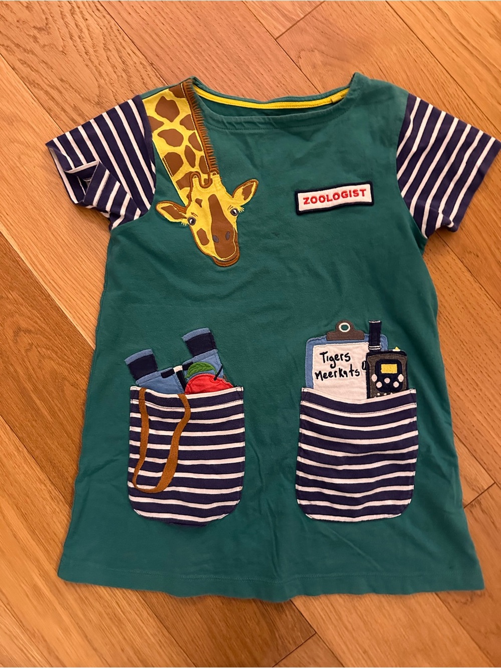 Teal Giraffe Pocket Tee for Kids
